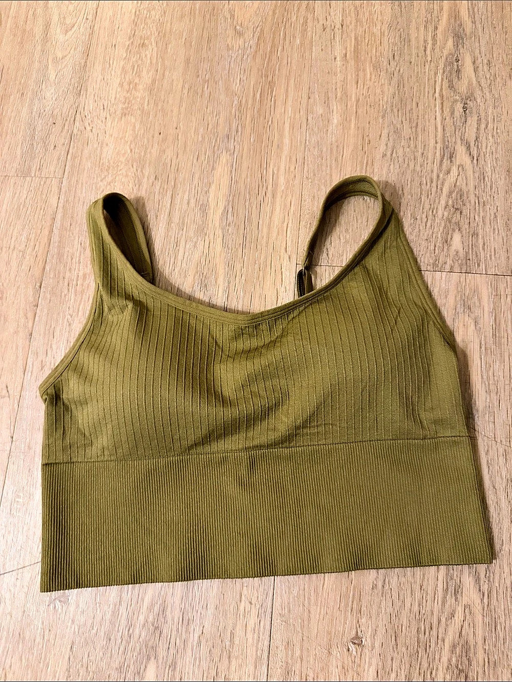 PINK Victoria Secret Ribbed Crop Tank in Green Size Large NWT